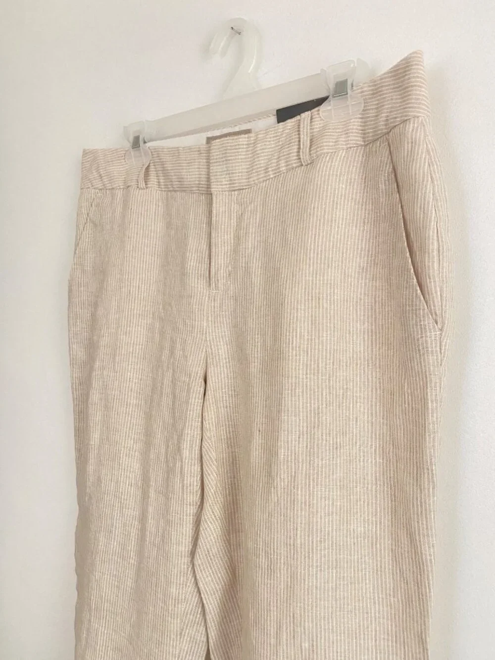 Banana Republic Women's Martin Fit Beige Linen Trouser Pants Size 10